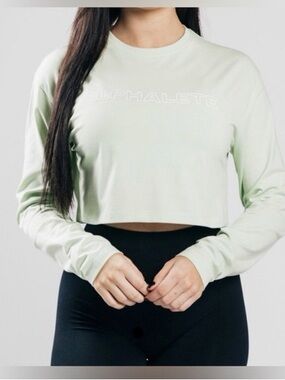 Alphalete Mint Green Cropped Long-Sleeve Top